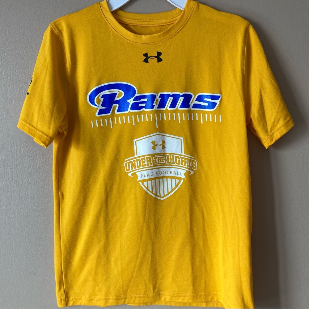 LA Rams Youth Short Sleeve Under Armour Athletic Tee Shirt Heatgear Loose Medium